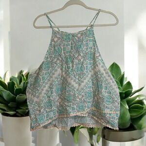 Guess XL Hamina Milk Multi Floral Print Sleeveless Tank Top Blouse‎ Bohemian NWT